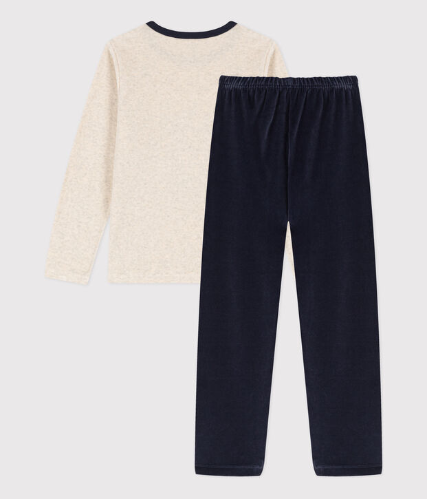 Pigiama volpe per bimbo/bimba in ciniglia blu/multicolore