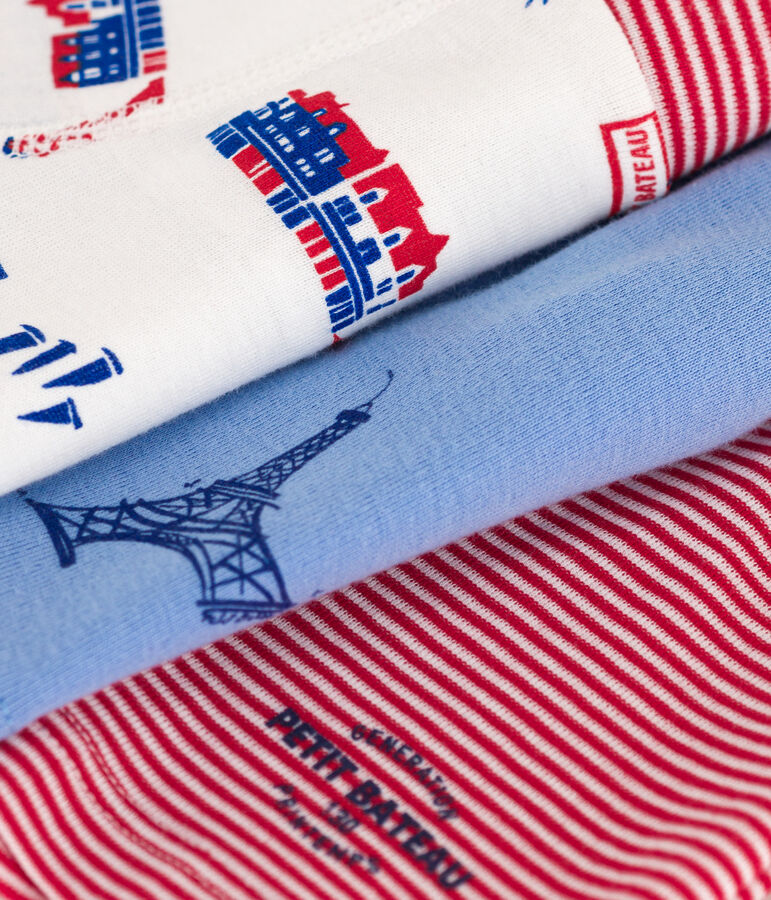 Confezione da 3 boxer bambino in cotone motivo Parigi multicolore