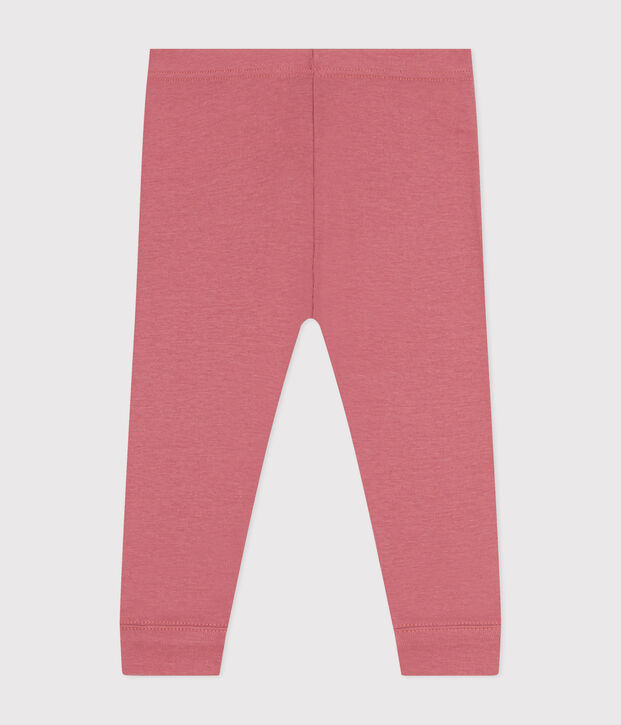 Leggings in cotone tinta unita neonato rosa