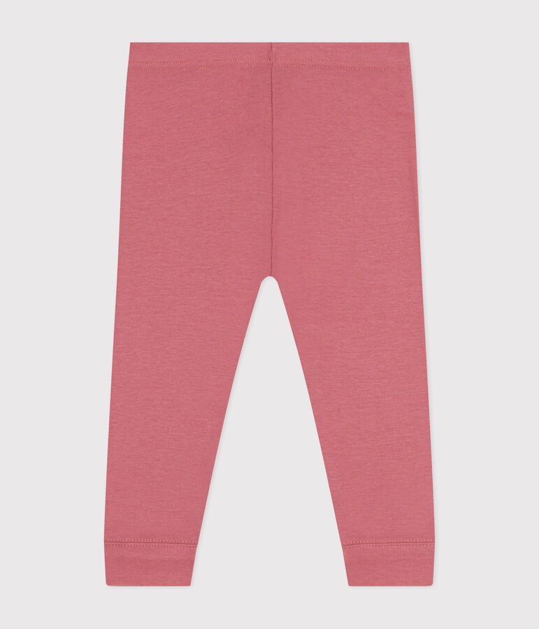 Leggings in cotone tinta unita neonato rosa