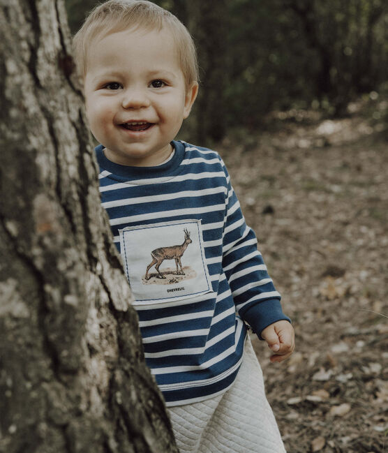 Tutina lunga Petit Bateau x Deyrolle blu SHADOW/ecru MULTICO