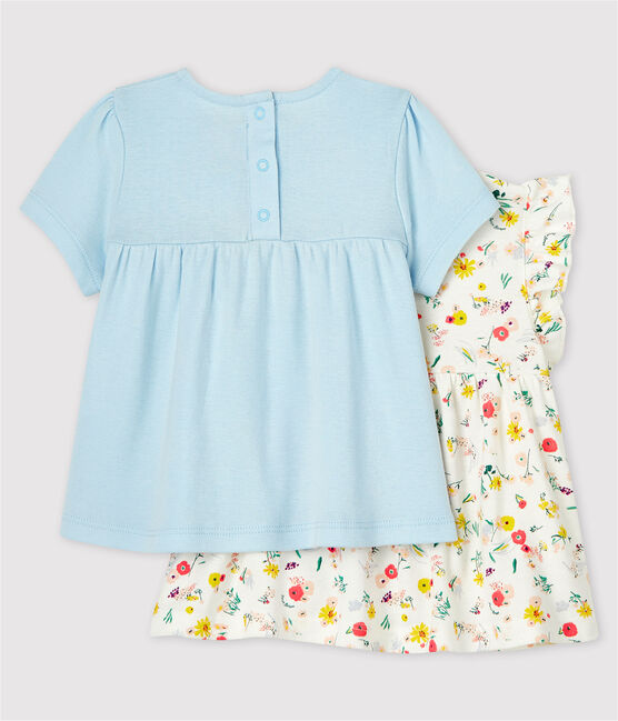 Confezione di 2 bluse, tinta unita e fantasia, bebè femmina variante 1