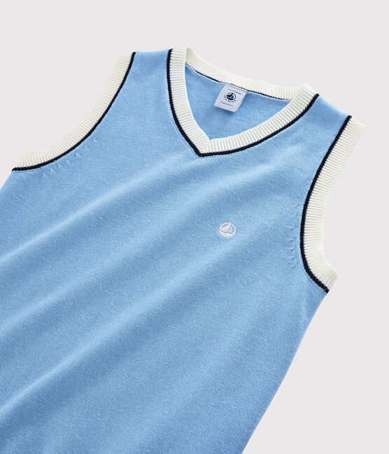 Pull senza maniche in cotone jersey bambino grigio POUSSIERE CHINE