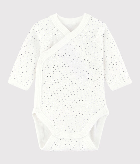 Body incrociato a manica lunga bebè unisex bianco MARSHMALLOW/blu MEDIEVAL