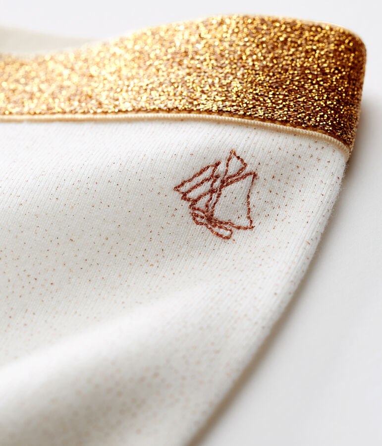 Legging beb&egrave; bambina con paillette bianco/rosa