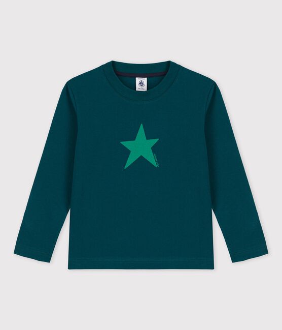 T-shirt bambino a maniche lunghe in cotone verde PINEDE