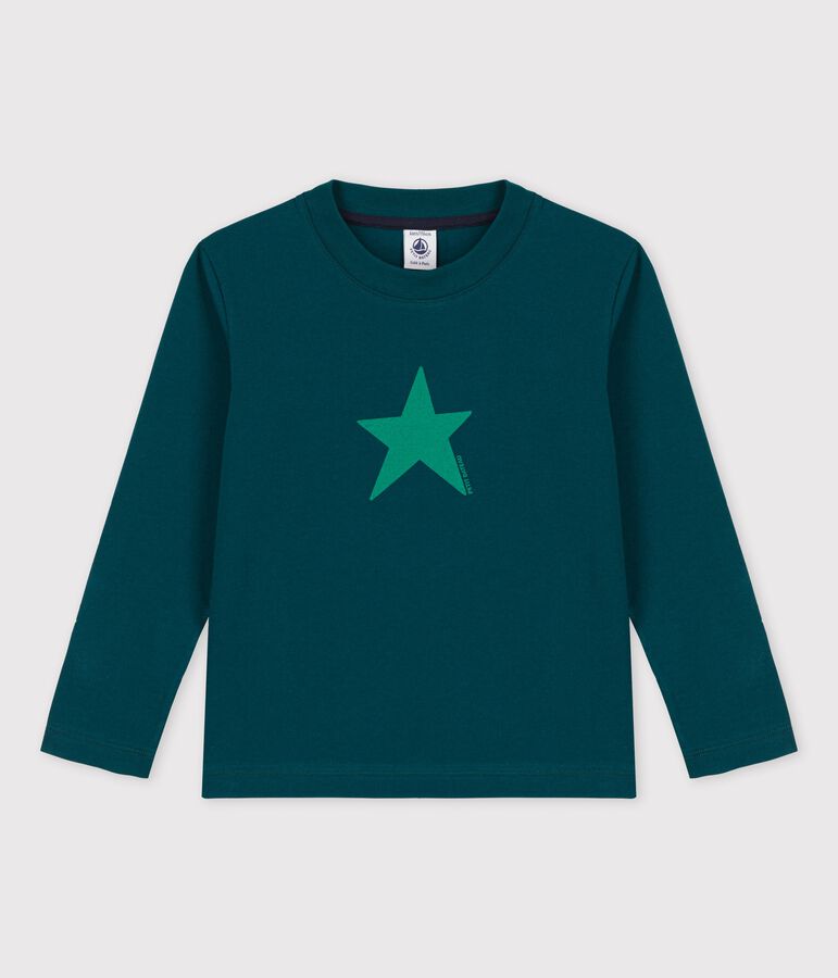 T-shirt bambino a maniche lunghe in cotone verde