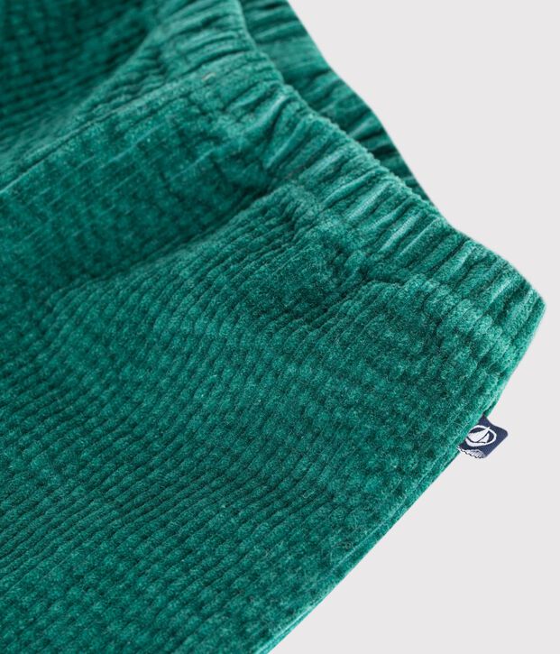 Pantaloni in velluto tinta unita neonato verde