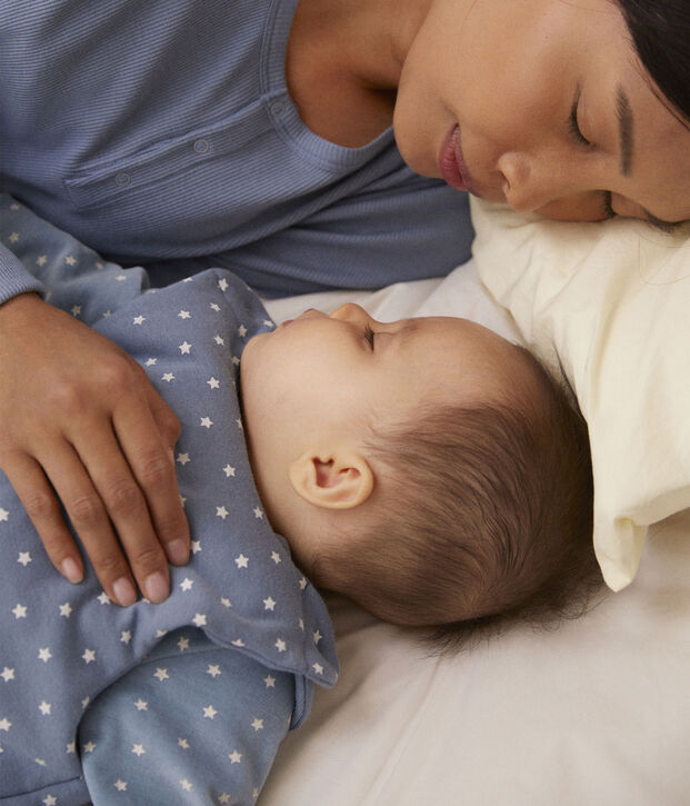 Sacco nanna di cotone, con stelline, per neonati blu/ecru