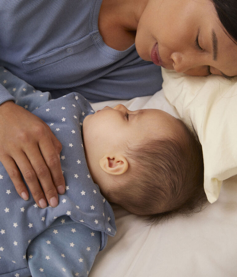 Sacco nanna di cotone, con stelline, per neonati blu/ecru