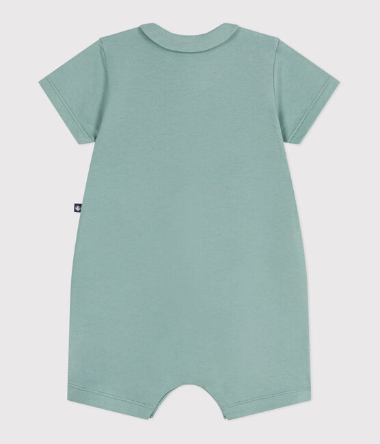 Tutina corta in cotone con colletto alla collegiale neonato verde PAUL