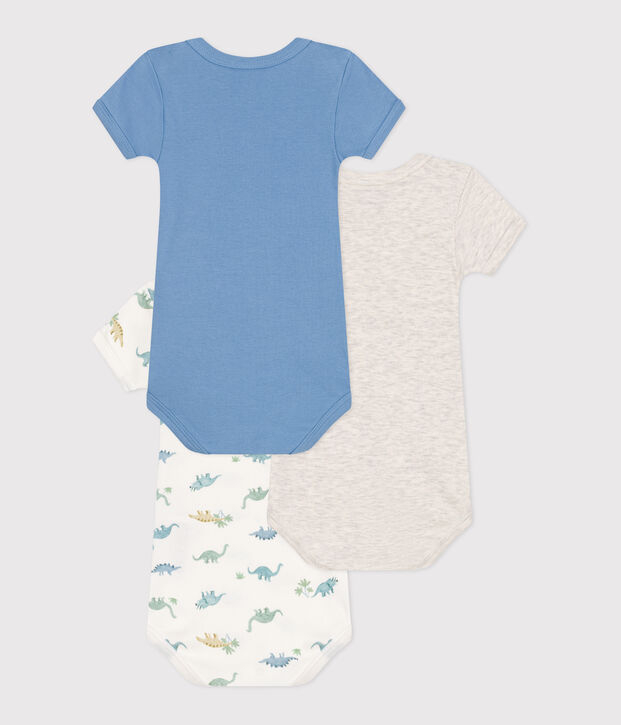 Set da 3 body a maniche corte in cotone con stampa neonato multicolore