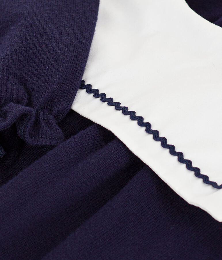 Tutina corta con colletto alla marinara in cotone neonato blu