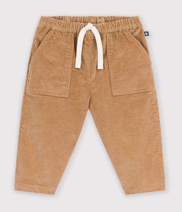 Pantaloni in velluto tinta unita neonato LATTE