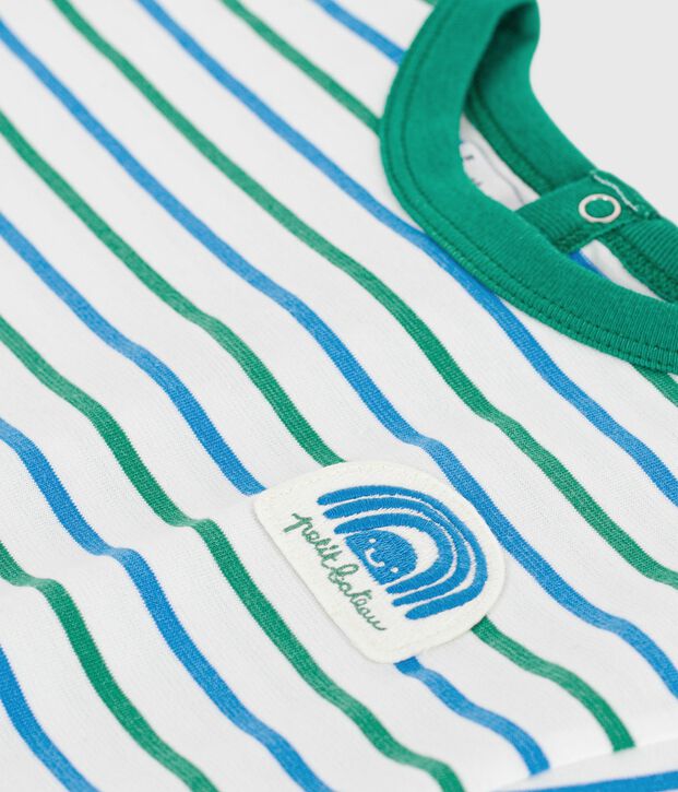 T-shirt a maniche corte in cotone a righe neonato bianco/multicolore