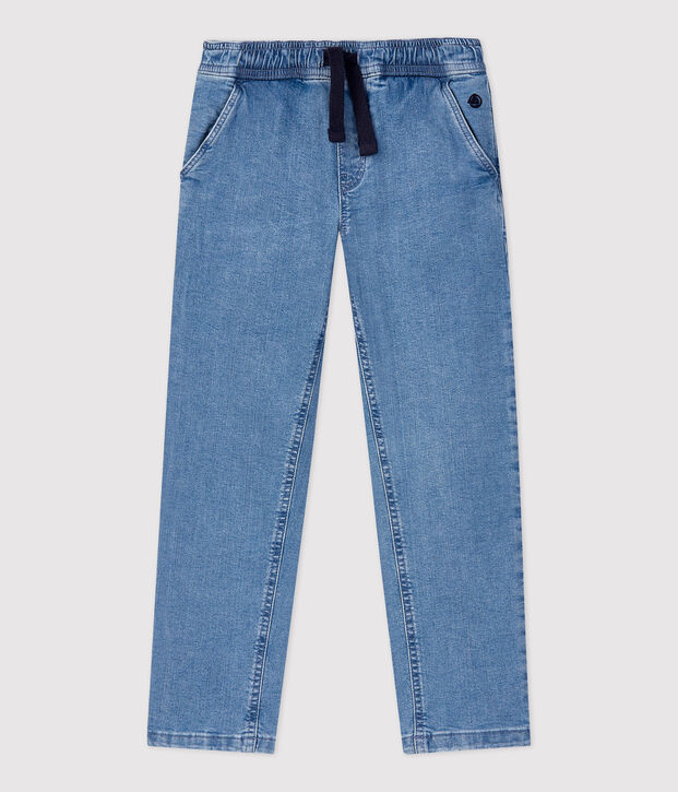 Pantalone regular bambino in denim chiaro blu
