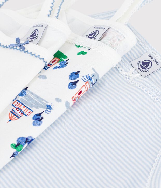 Set di canotte in cotone con stampa Parigi bambina multicolore