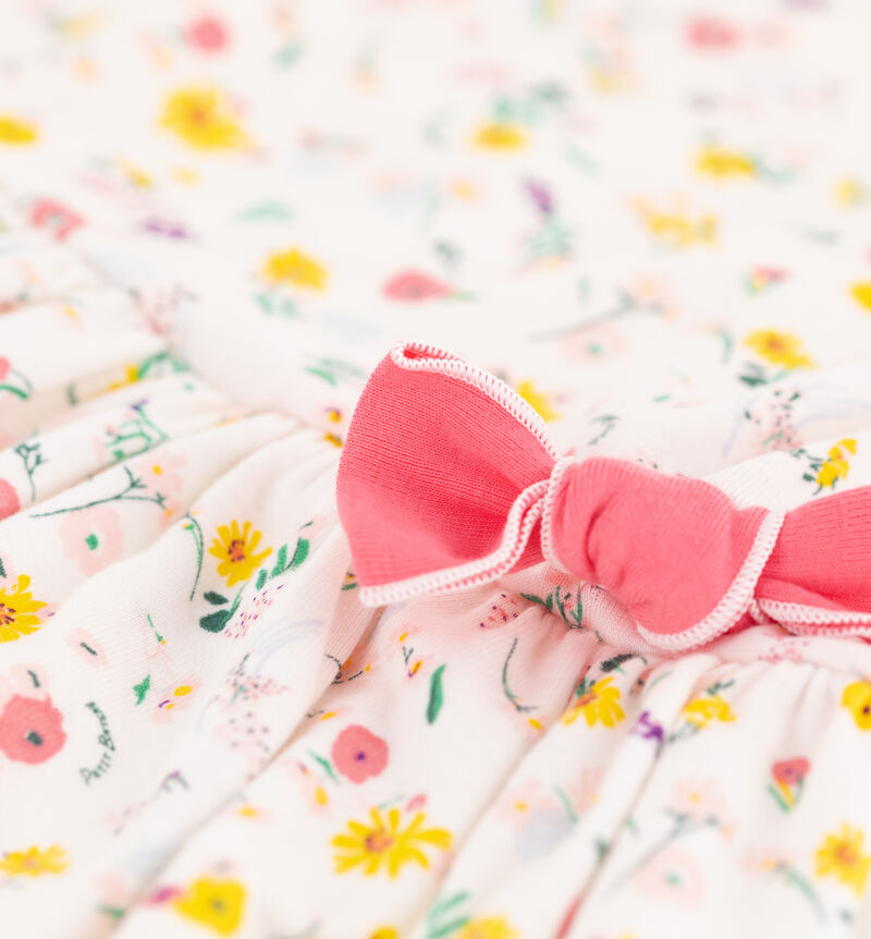 Abito manica corta in cotone bambina bianco/multicolore