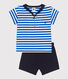 Completo neonato 2 pezzi in cotone con T-shirt con colletto alla marinara