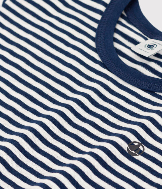 T-shirt a righe in cotone bambino blu MEDIEVAL/bianco MARSHMALLOW