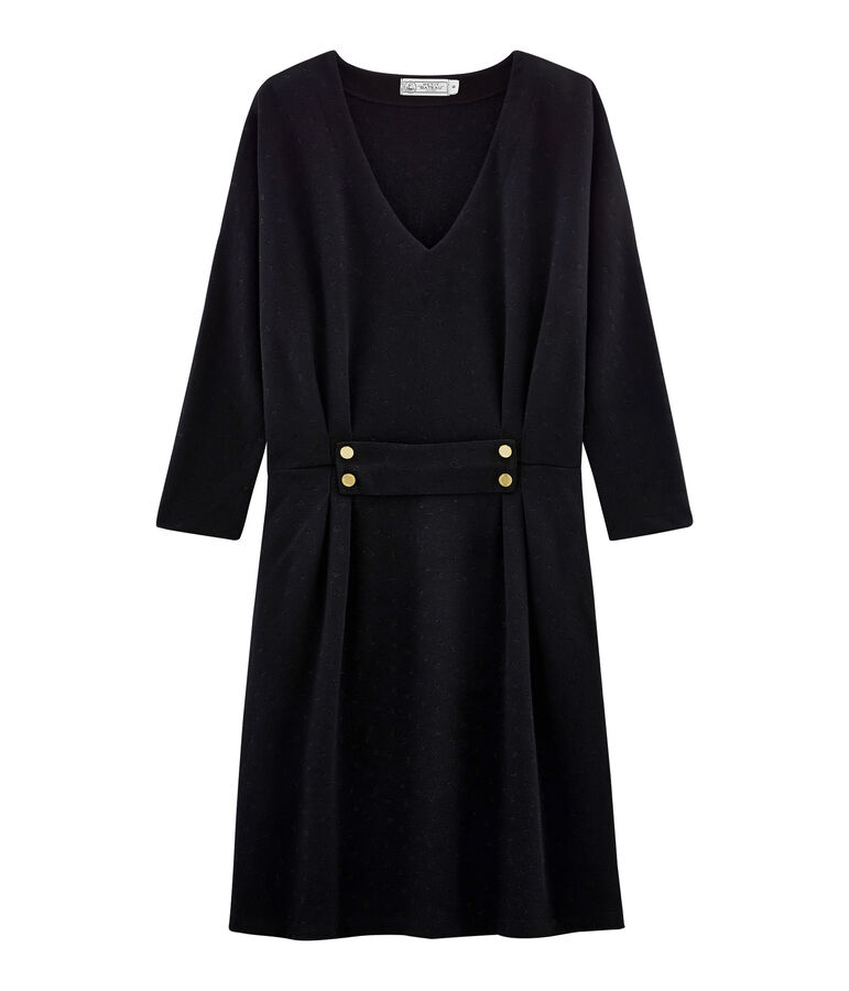 Abito attillato a maniche lunghe donna nero/nero