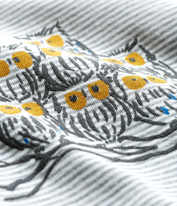 T-shirt a manica lunga beb&egrave; maschio millerighe. grigio/bianco
