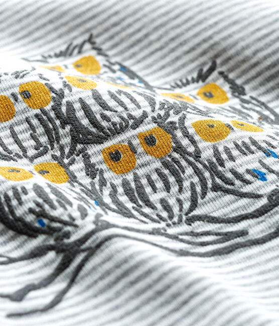 T-shirt a manica lunga bebè maschio millerighe. grigio SUBWAY/bianco MARSHMALLOW