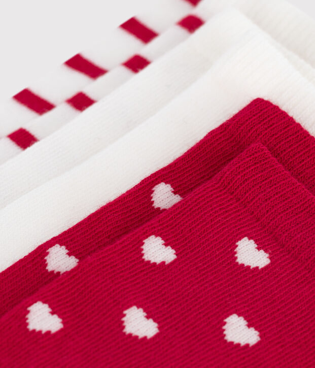 3 paia di calzini in cotone con stampa a cuori bambino multicolore