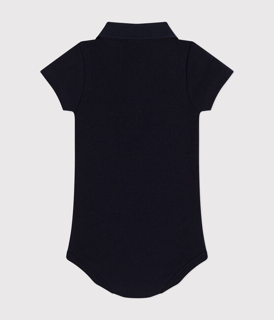 Body con colletto polo in cotone a manica corta bebè blu SMOKING