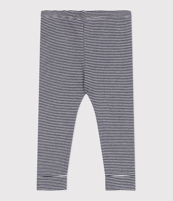 Leggins in cotone con stampa millerighe neonato blu SMOKING/bianco MARSHMALLOW