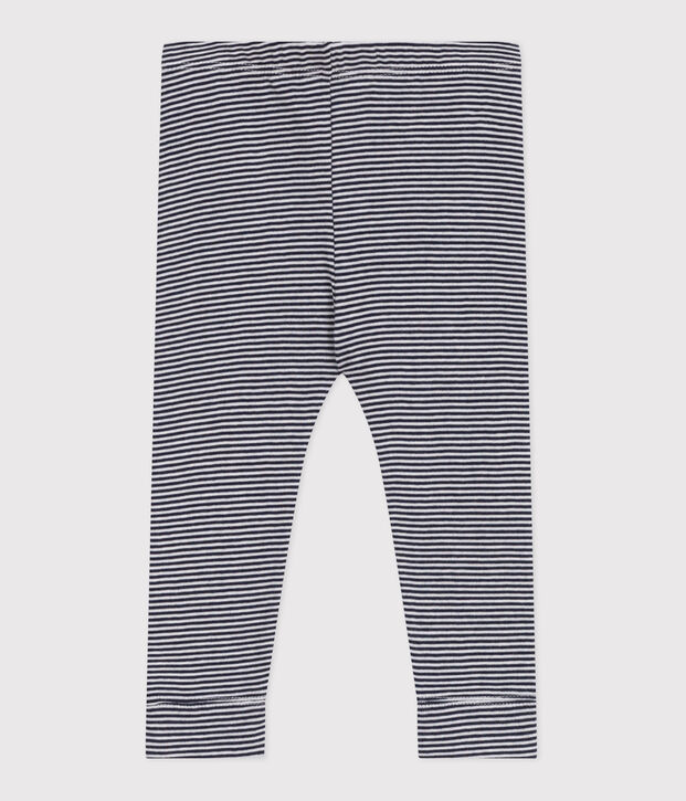 Leggins in cotone con stampa millerighe neonato blu/bianco
