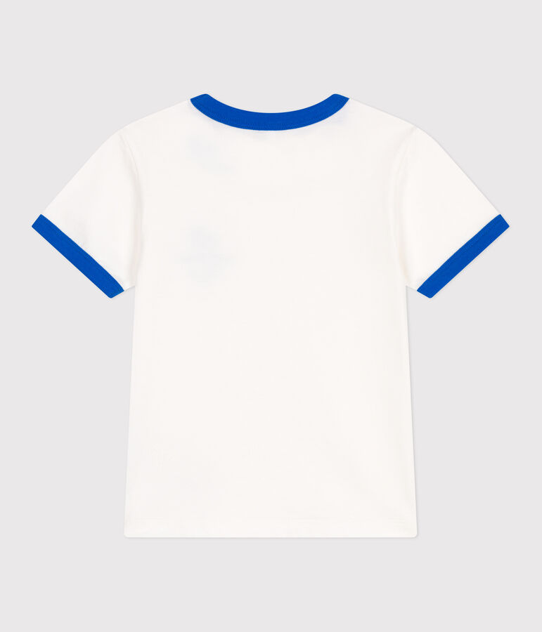 T-shirt a maniche corte in cotone con stampa bambino bianco