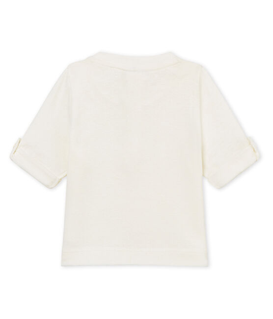 T-shirt ml bebè maschietto in cotone lino bianco MARSHMALLOW