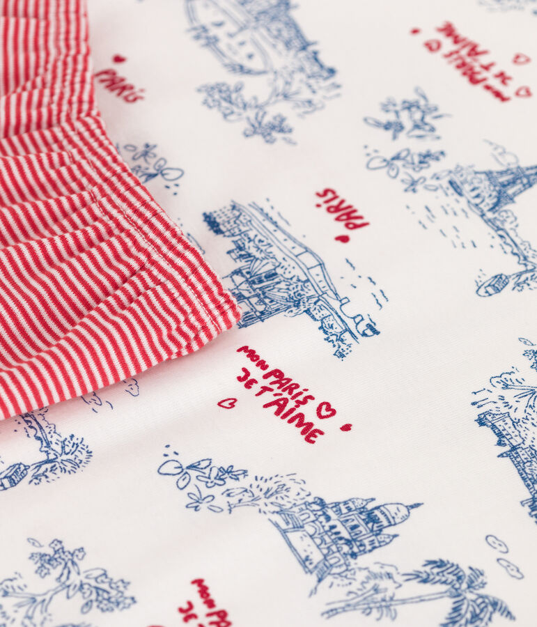 Pigiama con shorts di lunghezza media in cotone con stampa Parigi bambino bianco/multicolore