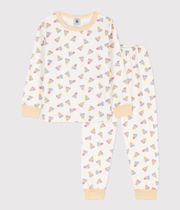 Pigiama berretto bambino unisex in tessuto felpato bianco/multicolore
