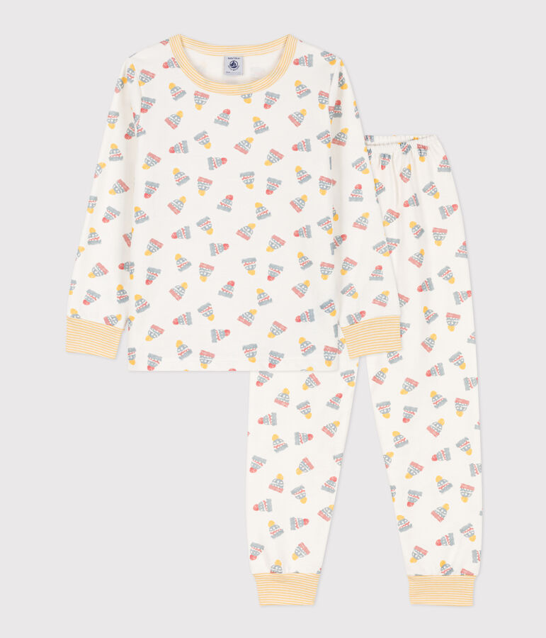 Pigiama berretto bambino unisex in tessuto felpato bianco MARSHMALLOW/bianco MULTICO