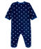 Tutina imbottita senza piedi bebé maschio in pile blu MEDIEVAL/bianco MARSHMALLOW