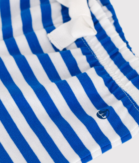 Shorts in cotone a righe neonato. blu PORCELANA/ MARSHMALLOW