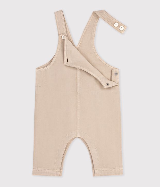 Salopette lunga in serge tinta unita neonato beige