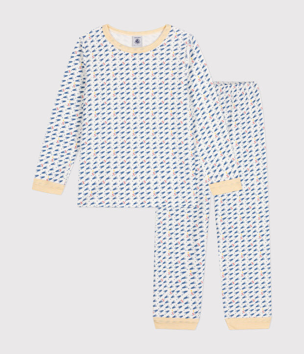 Pigiama in velluto con razzo stampato bambino bianco/multicolore