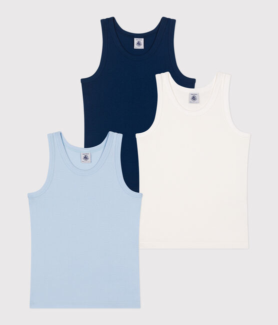Set di 3 canotte in cotone tinta unita bambino  variante 1