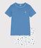 Pigiama corto in cotone bambino blu ALASKA/bianco MARSHMALLOW