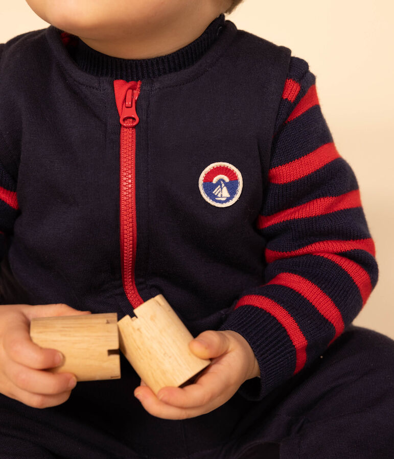 Tuta senza maniche in jersey spesso per beb&egrave; blu