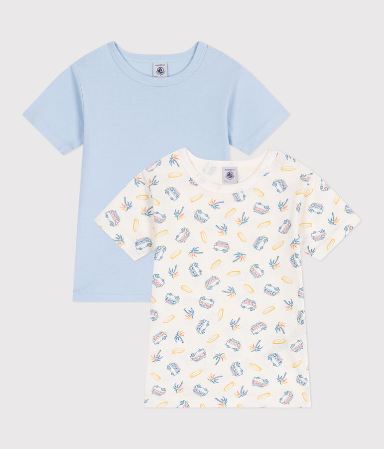 Set da 2 T-shirt a maniche corte in cotone con furgoni stampati bambino multicolore