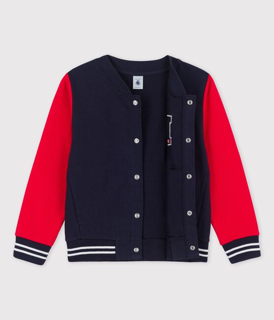 Cardigan teddy in molleton bambina/bambino rosso PEPS/blu SMOKING