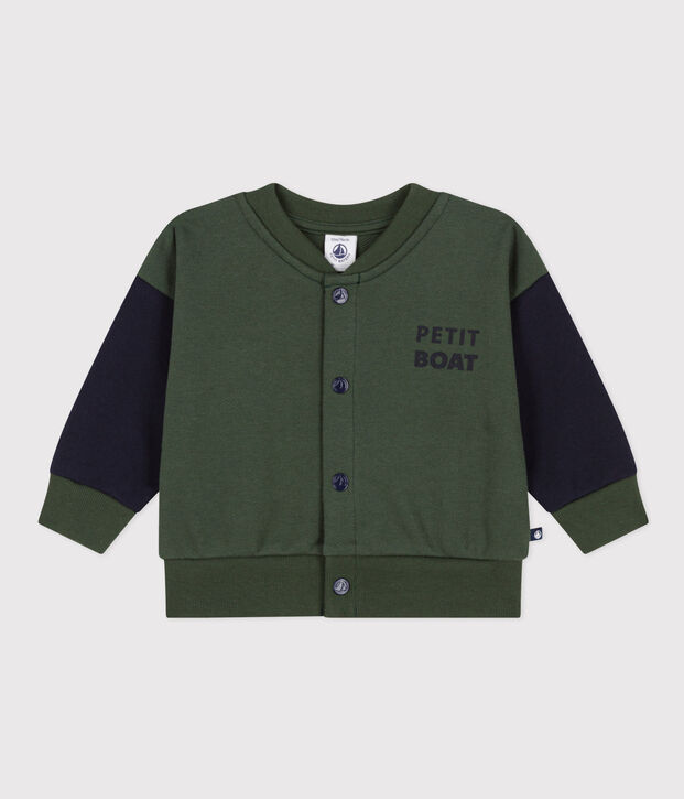 Cappotto letter jacket in tessuto felpato per beb&egrave; verde/blu