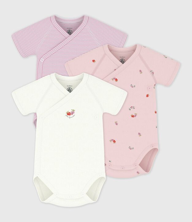 Set di body incrociati a maniche corte in cotone fantasia neonato multicolore