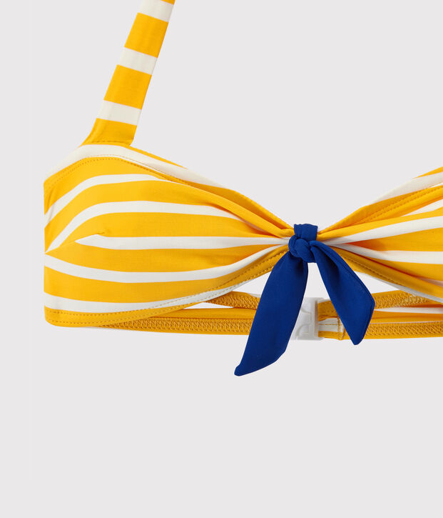 Costume da bagno donna 2 pezzi a righe giallo/bianco