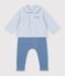 Set neonato in cotone ricamato sul petto con stampa vichy multicolore