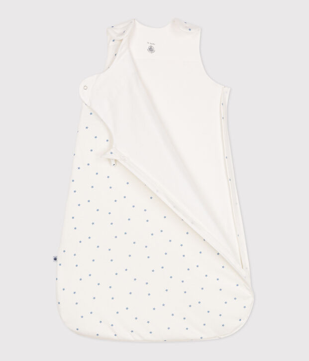 Sacco nanna per neonato in cotone stampato TOG 1.5 bianco/blu